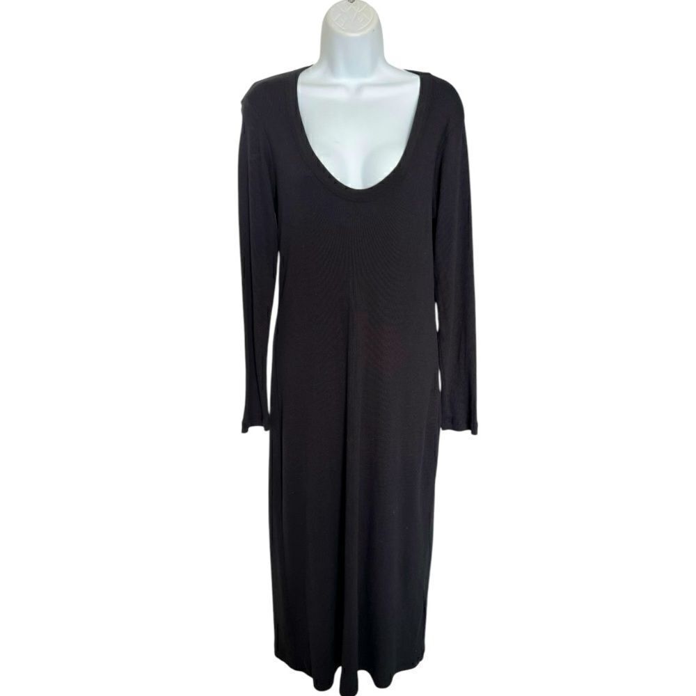 JAMES PERSE V-neck Ribbed Long Dress In Black Size 4